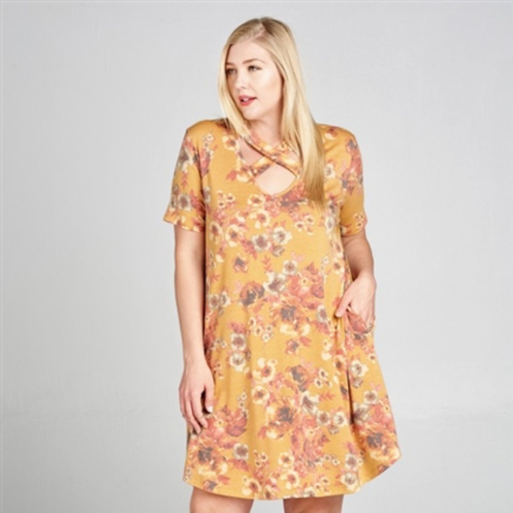 Mustard floral dress